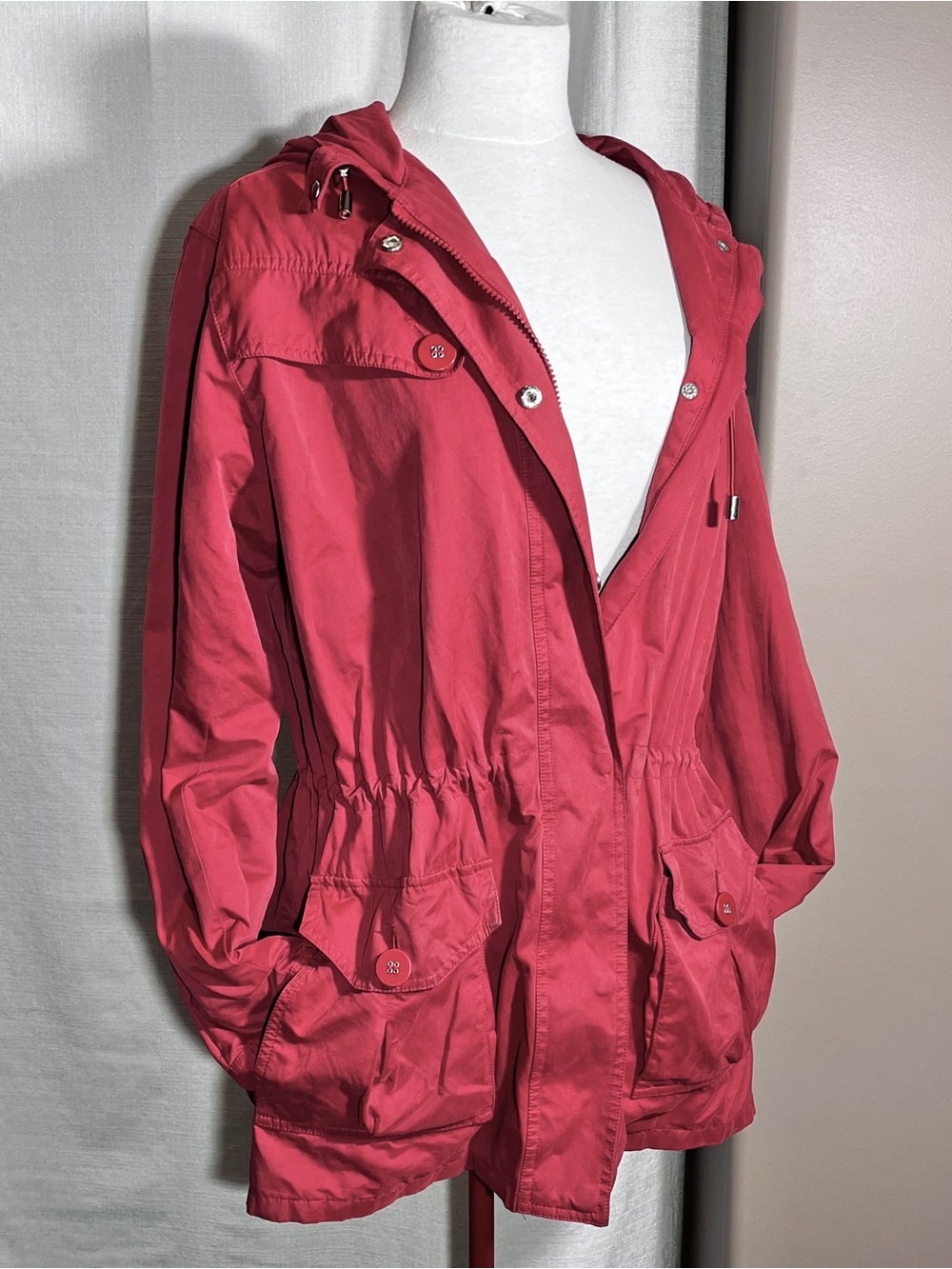 St. John's Bay Burnt Orange Hooded Utility Anorak Rain Jacket